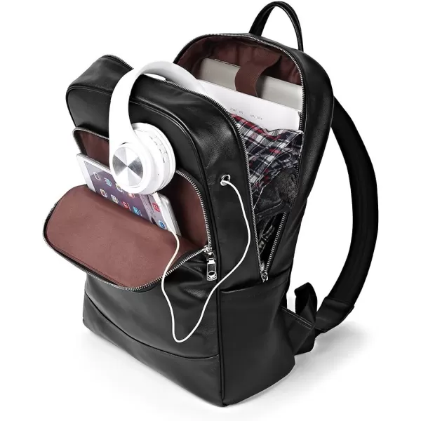 BOSTANTEN Men Leather Backpack, Vegetable Tanned Full Grain Leather 15.6 Inch Computer Backpack Business Work Daypack Vintage Travel Bags Redbrown