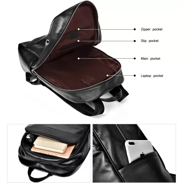 BOSTANTEN Men Leather Backpack, Vegetable Tanned Full Grain Leather 15.6 Inch Computer Backpack Business Work Daypack Vintage Travel Bags Redbrown