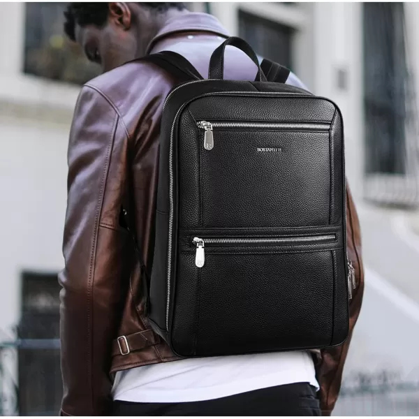 BOSTANTEN Men Leather Backpack, Vegetable Tanned Full Grain Leather 15.6 Inch Computer Backpack Business Work Daypack Vintage Travel Bags Redbrown