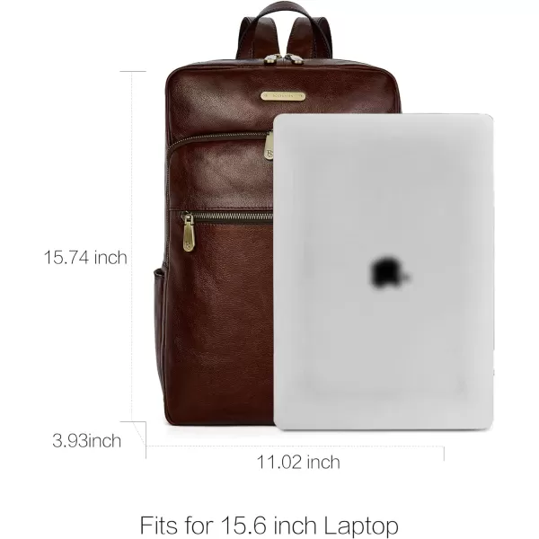 BOSTANTEN Mens Laptop Backpack Genuine Leather 15.6 inch Computer Bag Business Work Travel Daypack Vintage Large Shoulder Bag