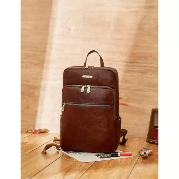 BOSTANTEN Mens Laptop Backpack Genuine Leather 15.6 inch Computer Bag Business Work Travel Daypack Vintage Large Shoulder Bag
