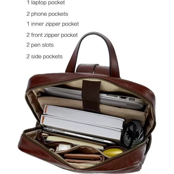 BOSTANTEN Mens Laptop Backpack Genuine Leather 15.6 inch Computer Bag Business Work Travel Daypack Vintage Large Shoulder Bag