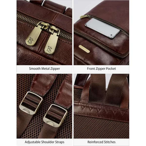 BOSTANTEN Mens Laptop Backpack Genuine Leather 15.6 inch Computer Bag Business Work Travel Daypack Vintage Large Shoulder Bag