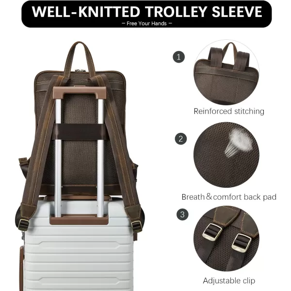 BOSTANTEN Mens Laptop Backpack Genuine Leather 15.6 inch Computer Bag Business Work Travel Daypack Vintage Large Shoulder Bag