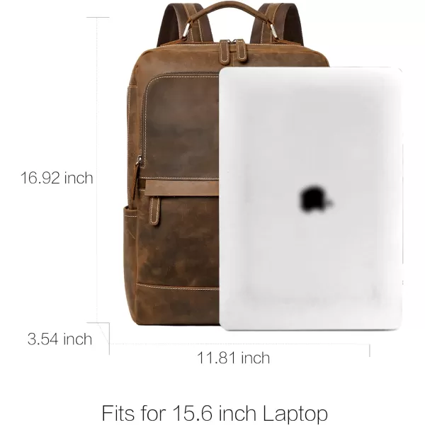 BOSTANTEN Mens Laptop Backpack Genuine Leather 15.6 inch Computer Bag Business Work Travel Daypack Vintage Large Shoulder Bag