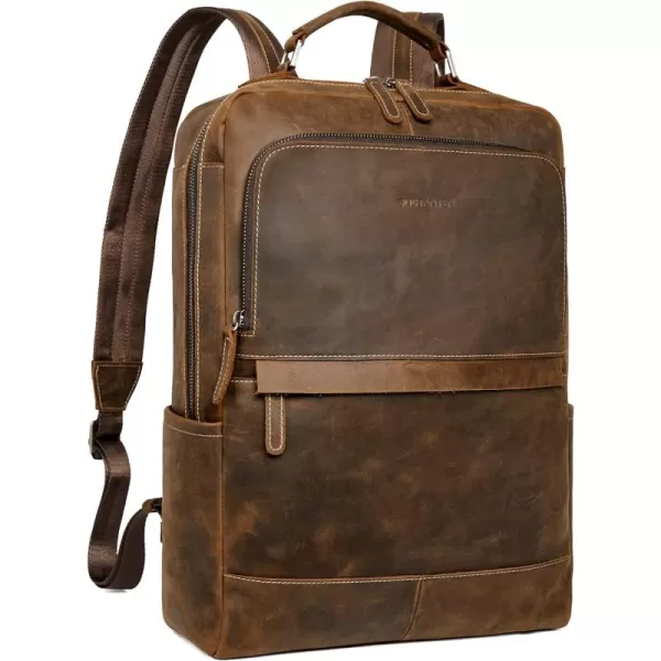 BOSTANTEN Mens Laptop Backpack Genuine Leather 15.6 inch Computer Bag Business Work Travel Daypack Vintage Large Shoulder Bag