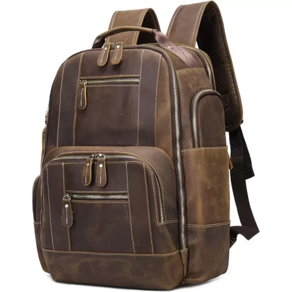 BOSTANTEN Mens Laptop Backpack Genuine Leather 15.6 inch Computer Bag Business Work Travel Daypack Vintage Large Shoulder Bag