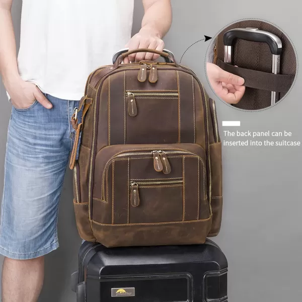 BOSTANTEN Mens Laptop Backpack Genuine Leather 15.6 inch Computer Bag Business Work Travel Daypack Vintage Large Shoulder Bag