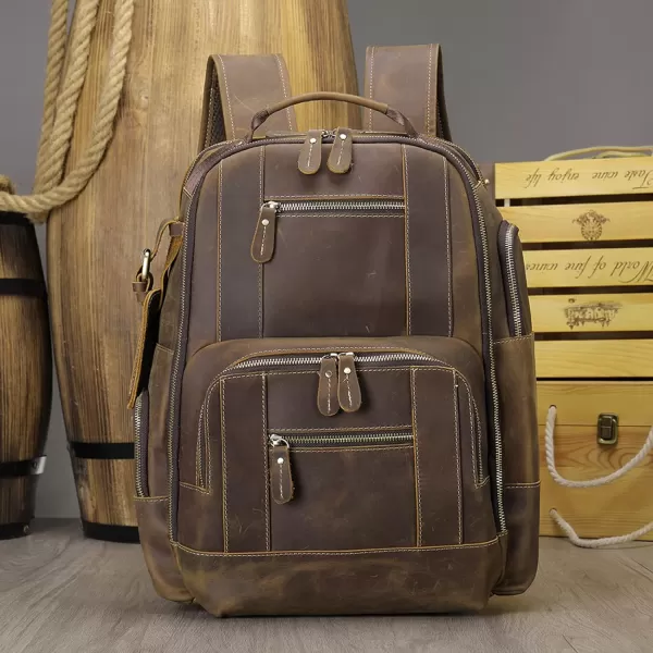 BOSTANTEN Mens Laptop Backpack Genuine Leather 15.6 inch Computer Bag Business Work Travel Daypack Vintage Large Shoulder Bag