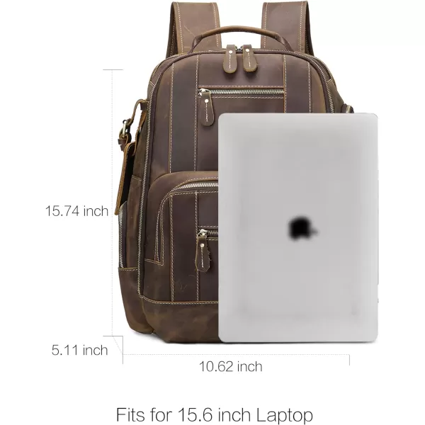 BOSTANTEN Mens Laptop Backpack Genuine Leather 15.6 inch Computer Bag Business Work Travel Daypack Vintage Large Shoulder Bag