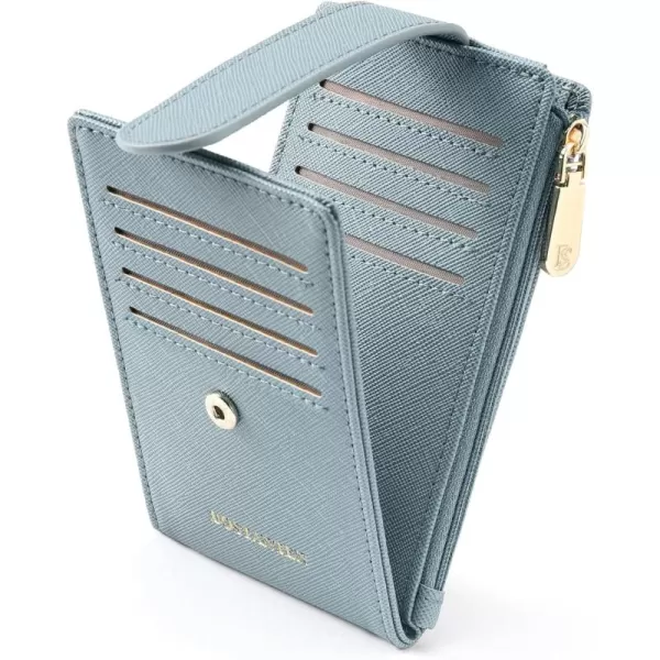 BOSTANTEN Slim Wallet Women RFID Blocking Card Holder Leather Bifold Wallet with Zipper Pocket Pink