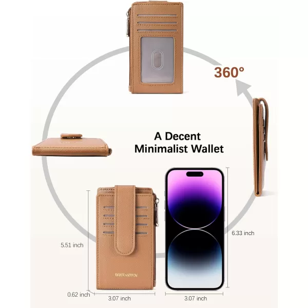 BOSTANTEN Slim Wallet Women RFID Blocking Card Holder Leather Bifold Wallet with Zipper Pocket Pink