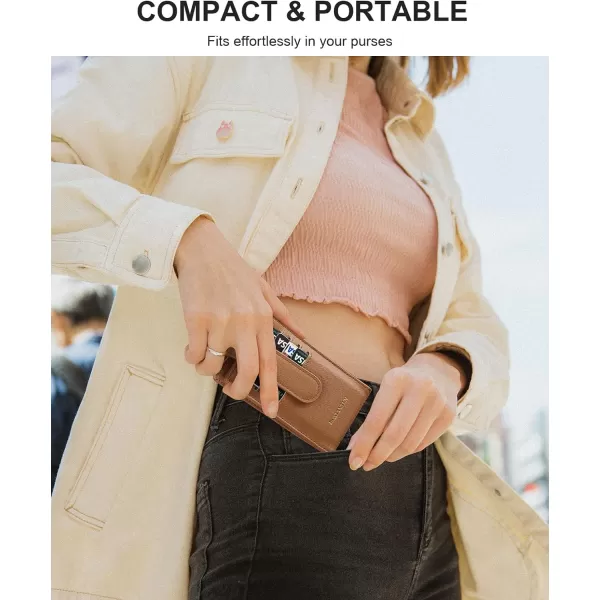 BOSTANTEN Slim Wallet Women RFID Blocking Card Holder Leather Bifold Wallet with Zipper Pocket Pink