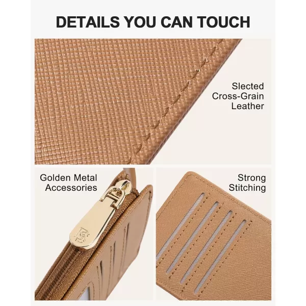 BOSTANTEN Slim Wallet Women RFID Blocking Card Holder Leather Bifold Wallet with Zipper Pocket Pink