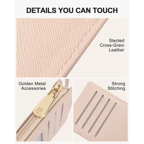 BOSTANTEN Slim Wallet Women RFID Blocking Card Holder Leather Bifold Wallet with Zipper Pocket Pink