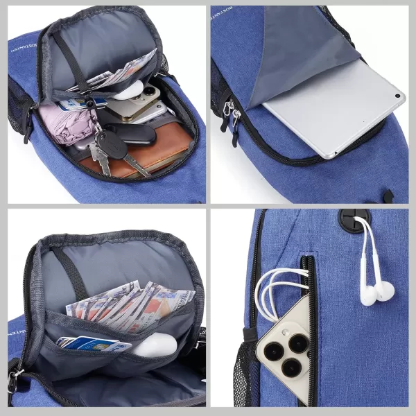 BOSTANTEN Sling Bag, Crossbody Backpack RFID Shoulder Chest Bag for Men Women Travel Hiking Casual Daypack