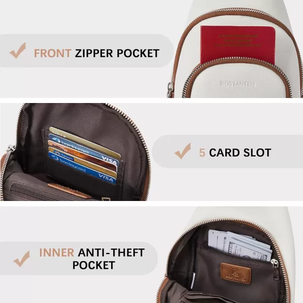 BOSTANTEN Sling Bag for Women Crossbody Purse Crossbody Bag Leather Chest Bag with Adjustable Guitar Strap for Travel