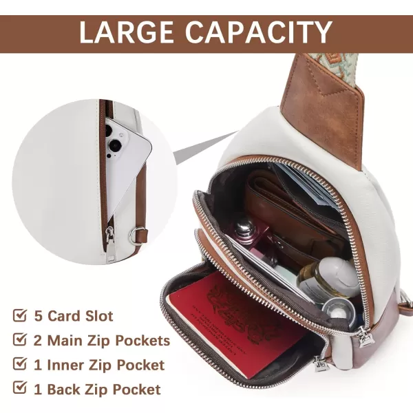 BOSTANTEN Sling Bag for Women Crossbody Purse Crossbody Bag Leather Chest Bag with Adjustable Guitar Strap for Travel