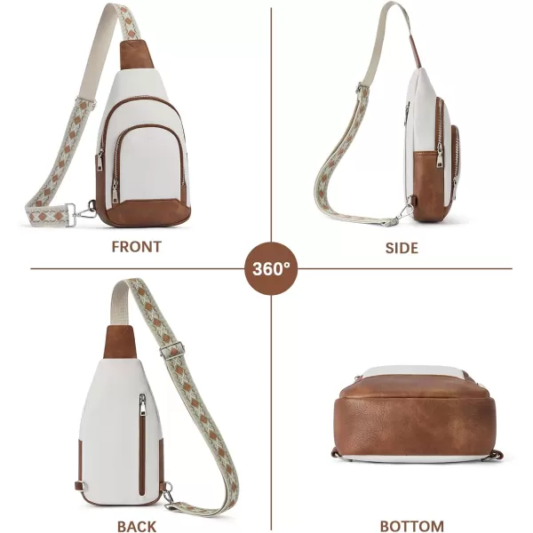 BOSTANTEN Sling Bag for Women Crossbody Purse Crossbody Bag Leather Chest Bag with Adjustable Guitar Strap for Travel