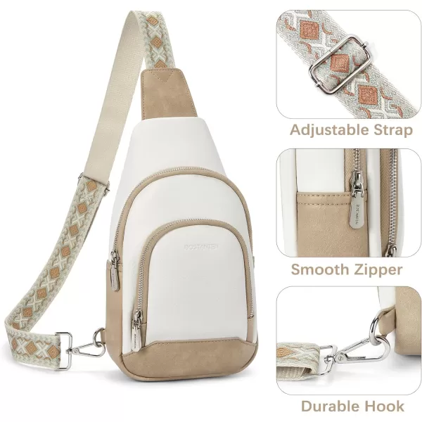 BOSTANTEN Sling Bag for Women Crossbody Purse Crossbody Bag Leather Chest Bag with Adjustable Guitar Strap for Travel
