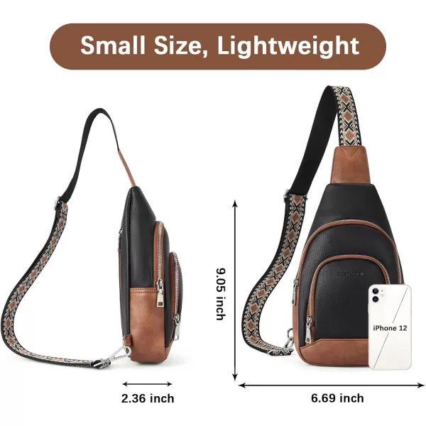 BOSTANTEN Sling Bag for Women Crossbody Purse Crossbody Bag Leather Chest Bag with Adjustable Guitar Strap for Travel