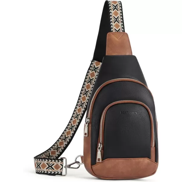 BOSTANTEN Sling Bag for Women Crossbody Purse Crossbody Bag Leather Chest Bag with Adjustable Guitar Strap for Travel