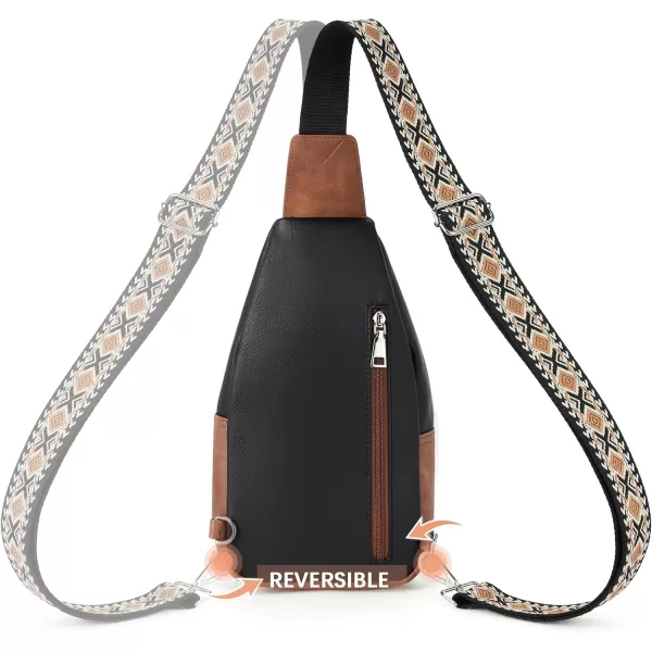 BOSTANTEN Sling Bag for Women Crossbody Purse Crossbody Bag Leather Chest Bag with Adjustable Guitar Strap for Travel