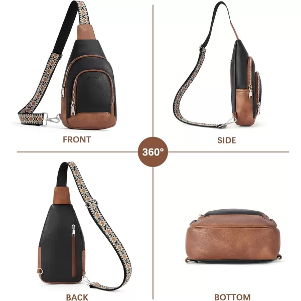BOSTANTEN Sling Bag for Women Crossbody Purse Crossbody Bag Leather Chest Bag with Adjustable Guitar Strap for Travel