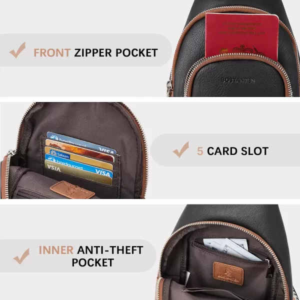 BOSTANTEN Sling Bag for Women Crossbody Purse Crossbody Bag Leather Chest Bag with Adjustable Guitar Strap for Travel