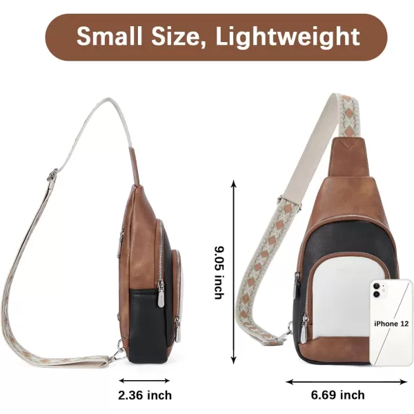 BOSTANTEN Sling Bag for Women Crossbody Purse Crossbody Bag Leather Chest Bag with Adjustable Guitar Strap for Travel