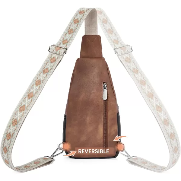 BOSTANTEN Sling Bag for Women Crossbody Purse Crossbody Bag Leather Chest Bag with Adjustable Guitar Strap for Travel