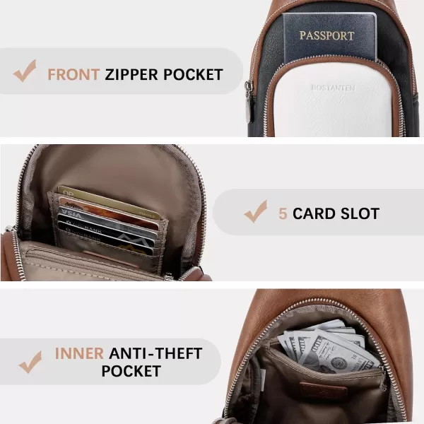 BOSTANTEN Sling Bag for Women Crossbody Purse Crossbody Bag Leather Chest Bag with Adjustable Guitar Strap for Travel