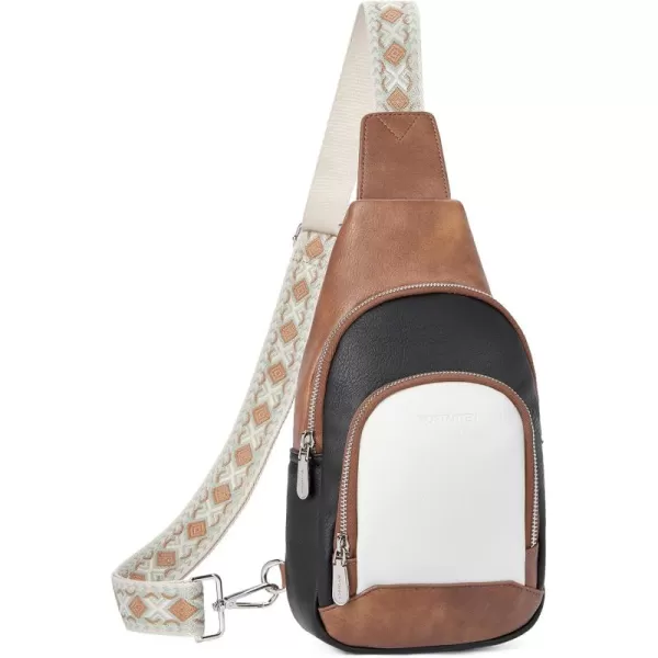 BOSTANTEN Sling Bag for Women Crossbody Purse Crossbody Bag Leather Chest Bag with Adjustable Guitar Strap for Travel