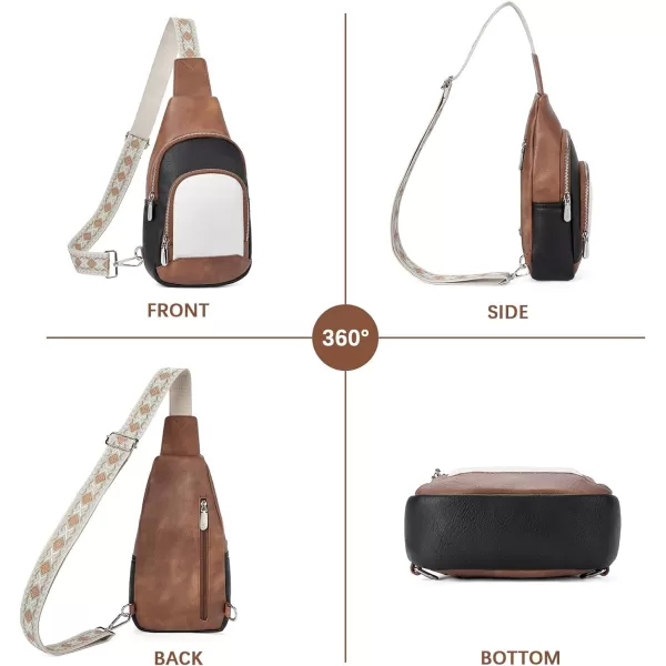 BOSTANTEN Sling Bag for Women Crossbody Purse Crossbody Bag Leather Chest Bag with Adjustable Guitar Strap for Travel