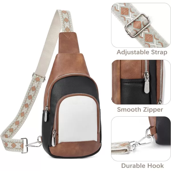 BOSTANTEN Sling Bag for Women Crossbody Purse Crossbody Bag Leather Chest Bag with Adjustable Guitar Strap for Travel