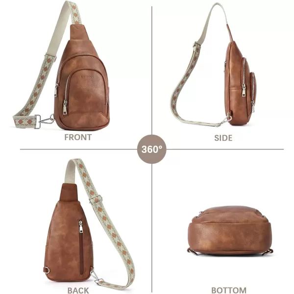 BOSTANTEN Sling Bag for Women Crossbody Purse Crossbody Bag Leather Chest Bag with Adjustable Guitar Strap for Travel