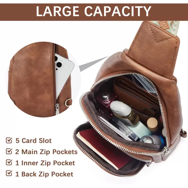 BOSTANTEN Sling Bag for Women Crossbody Purse Crossbody Bag Leather Chest Bag with Adjustable Guitar Strap for Travel