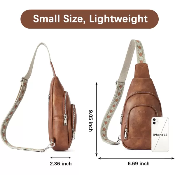 BOSTANTEN Sling Bag for Women Crossbody Purse Crossbody Bag Leather Chest Bag with Adjustable Guitar Strap for Travel