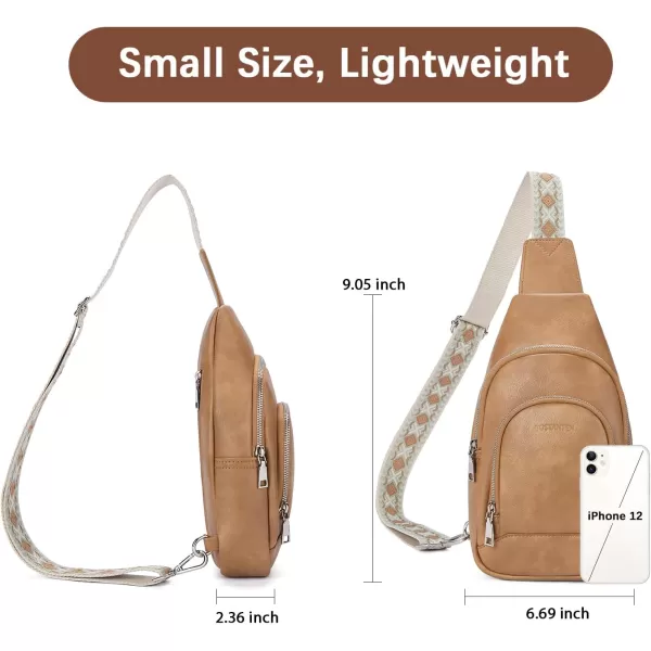 BOSTANTEN Sling Bag for Women Crossbody Purse Crossbody Bag Leather Chest Bag with Adjustable Guitar Strap for Travel