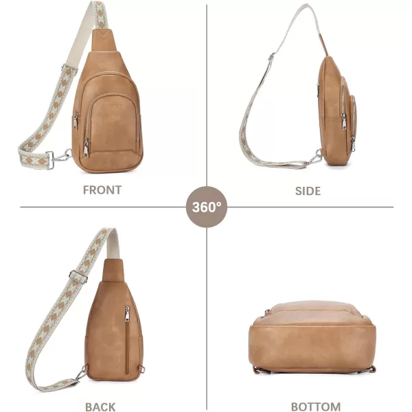 BOSTANTEN Sling Bag for Women Crossbody Purse Crossbody Bag Leather Chest Bag with Adjustable Guitar Strap for Travel
