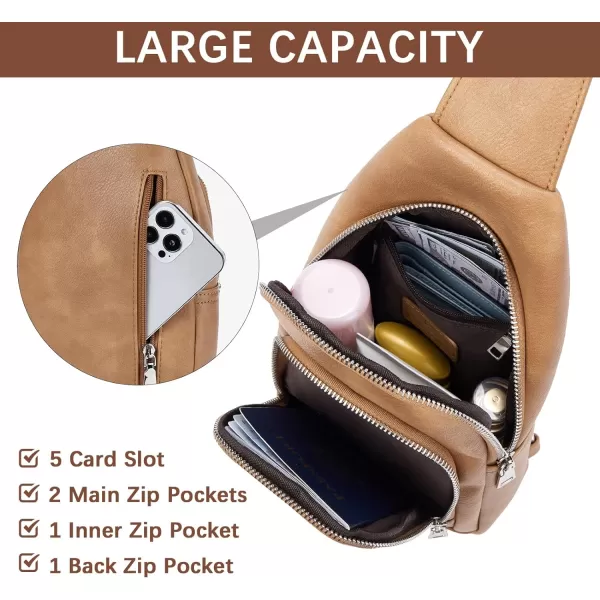 BOSTANTEN Sling Bag for Women Crossbody Purse Crossbody Bag Leather Chest Bag with Adjustable Guitar Strap for Travel
