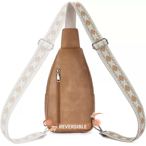 BOSTANTEN Sling Bag for Women Crossbody Purse Crossbody Bag Leather Chest Bag with Adjustable Guitar Strap for Travel