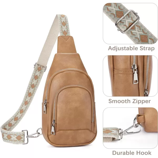 BOSTANTEN Sling Bag for Women Crossbody Purse Crossbody Bag Leather Chest Bag with Adjustable Guitar Strap for Travel