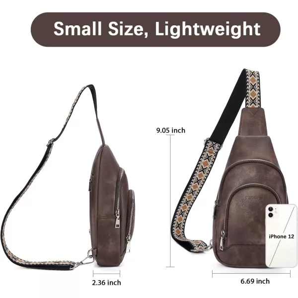BOSTANTEN Sling Bag for Women Crossbody Purse Crossbody Bag Leather Chest Bag with Adjustable Guitar Strap for Travel