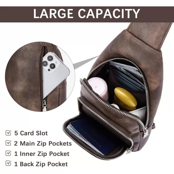 BOSTANTEN Sling Bag for Women Crossbody Purse Crossbody Bag Leather Chest Bag with Adjustable Guitar Strap for Travel