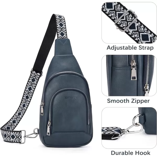 BOSTANTEN Sling Bag for Women Crossbody Purse Crossbody Bag Leather Chest Bag with Adjustable Guitar Strap for Travel