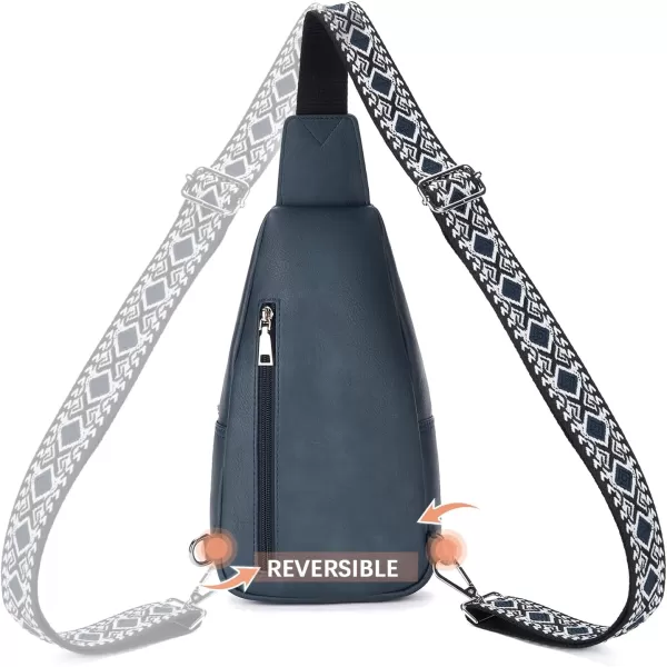 BOSTANTEN Sling Bag for Women Crossbody Purse Crossbody Bag Leather Chest Bag with Adjustable Guitar Strap for Travel