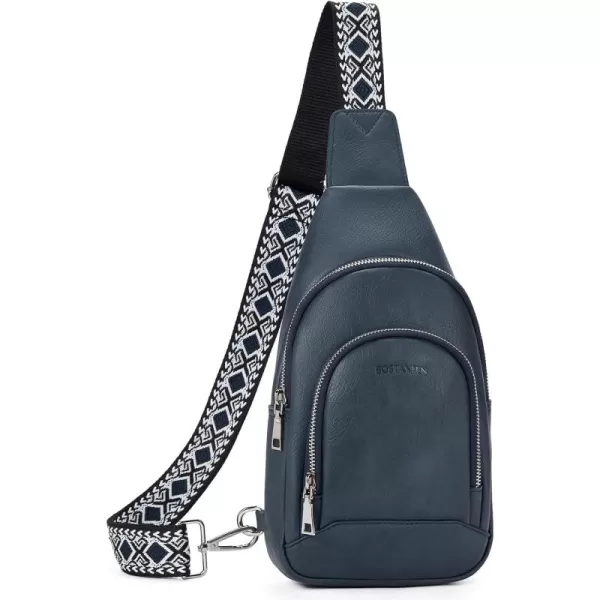 BOSTANTEN Sling Bag for Women Crossbody Purse Crossbody Bag Leather Chest Bag with Adjustable Guitar Strap for Travel