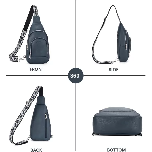 BOSTANTEN Sling Bag for Women Crossbody Purse Crossbody Bag Leather Chest Bag with Adjustable Guitar Strap for Travel