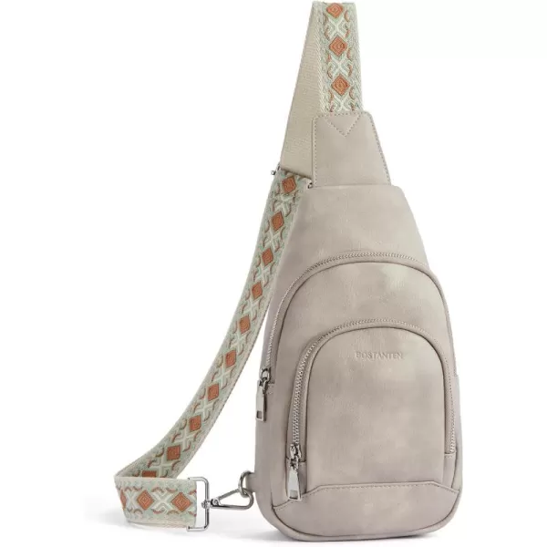BOSTANTEN Sling Bag for Women Crossbody Purse Crossbody Bag Leather Chest Bag with Adjustable Guitar Strap for Travel